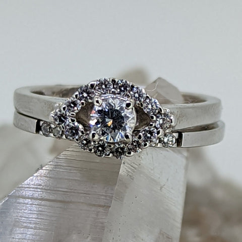 14K White Gold Diamond Wedding Set (.25CT Center Stone)