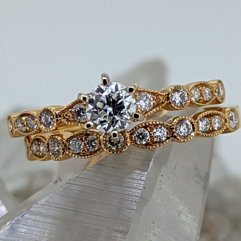 18K Rose Gold Diamond Wedding Set