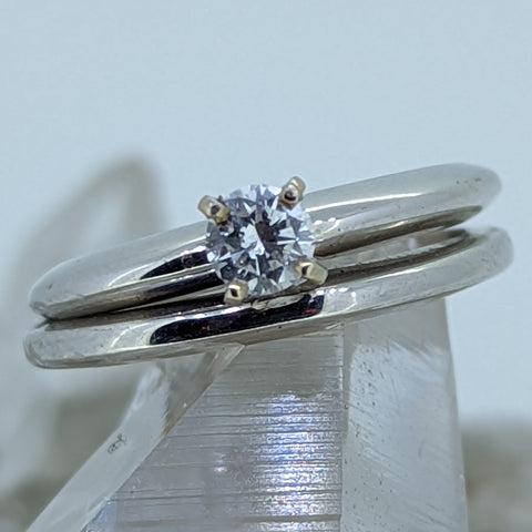 14K White Gold Diamond Wedding Set (.26CT Center Stone)