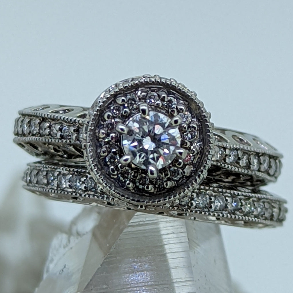 14K White Gold Diamond Wedding Set (.31CT Center Stone)