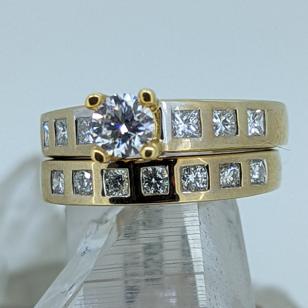 18K Yellow Gold Diamond Wedding Set (.45CT Center Stone)