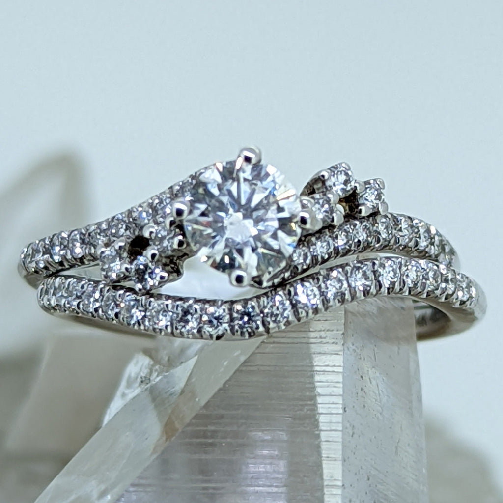 14K White Gold Diamond Wedding Set (.5CT Center Stone)