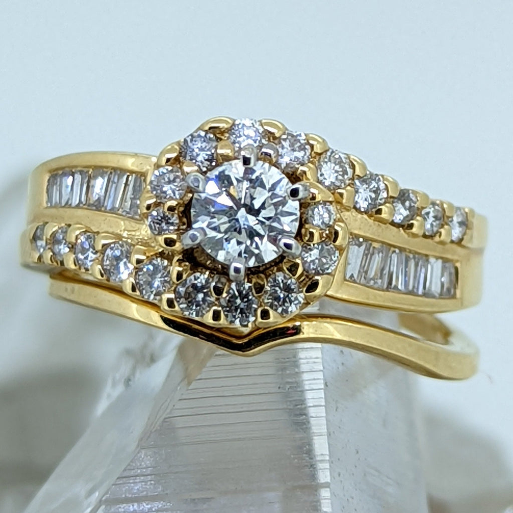 14K Yellow Gold Diamond Wedding Set (.4CT Center Stone)
