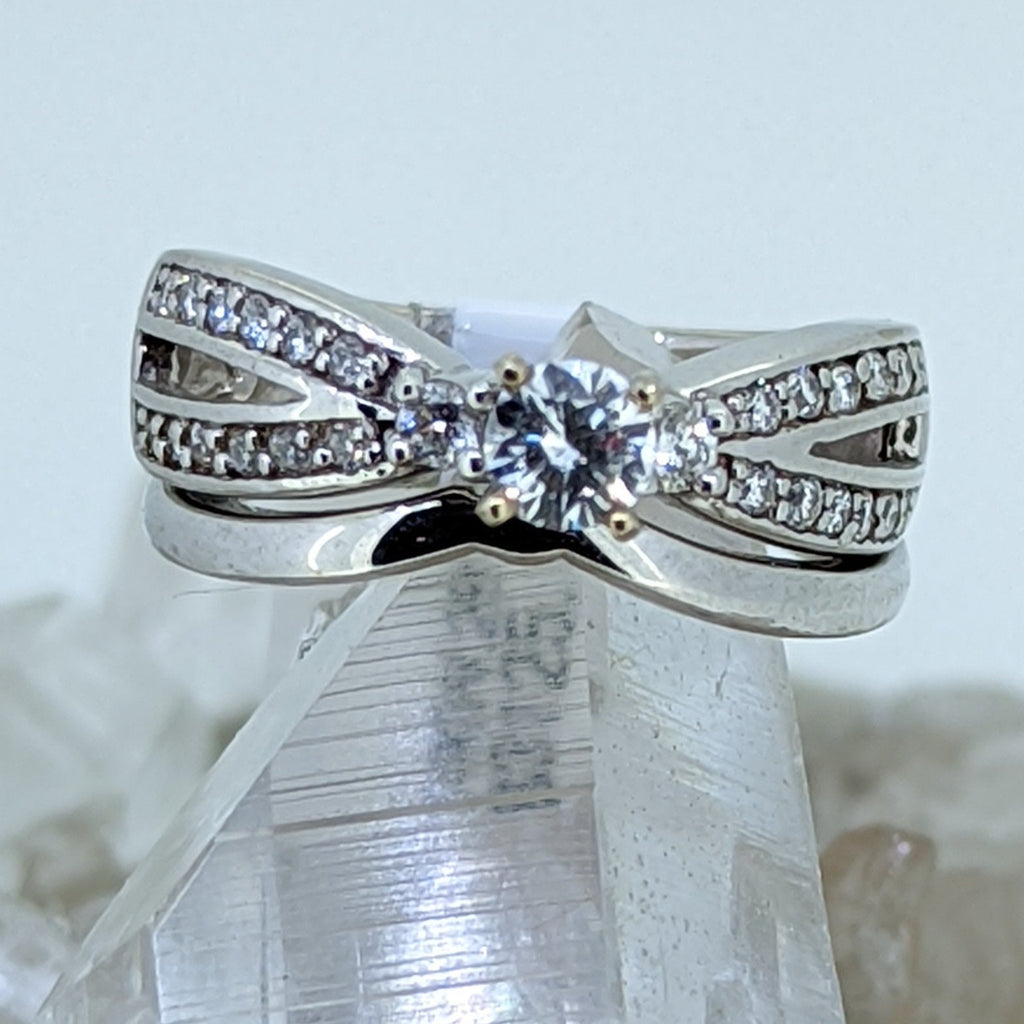 14K White Gold Diamond Wedding Set (.28CT Center Stone)