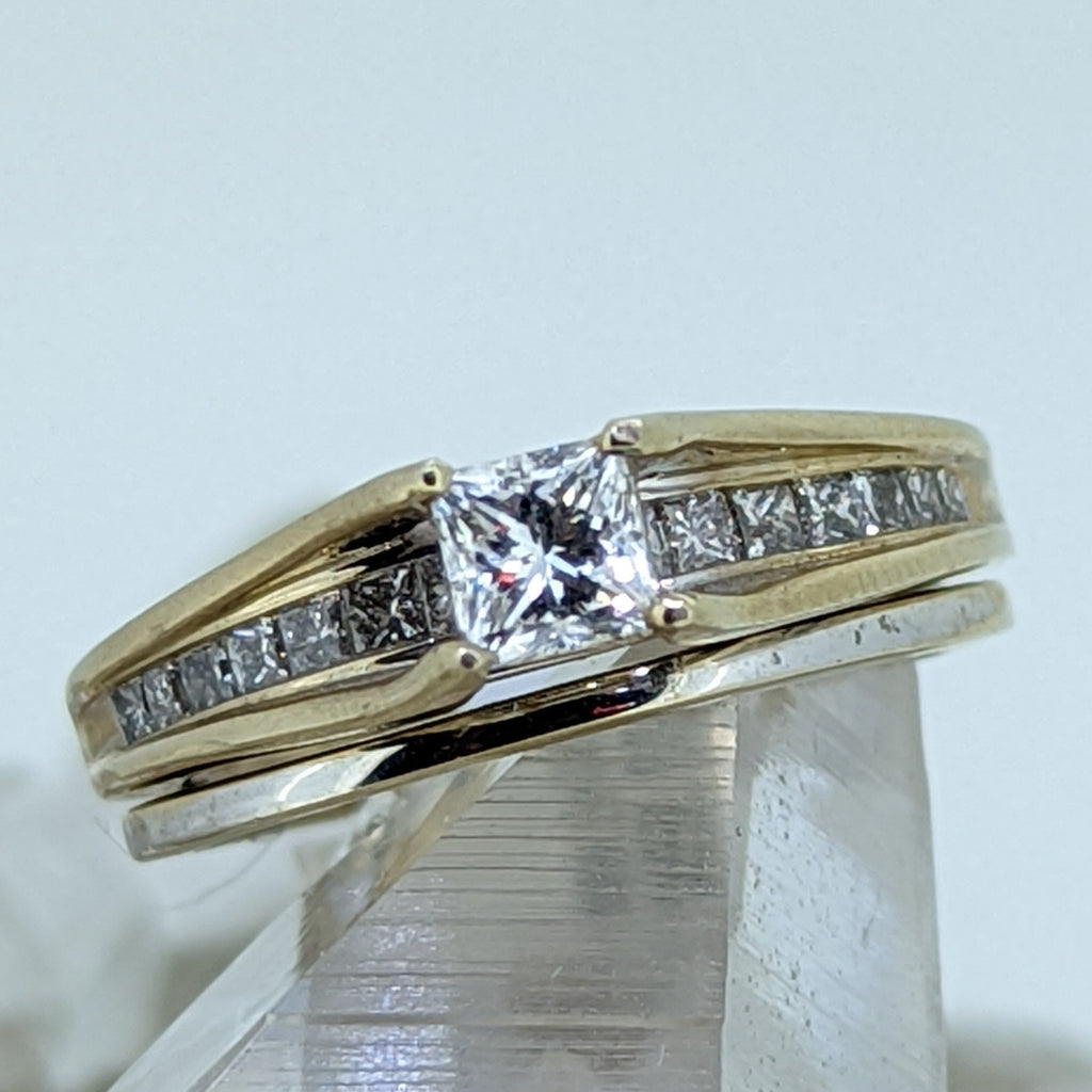 14K White Gold Diamond Wedding Set (.50CT Center Stone)