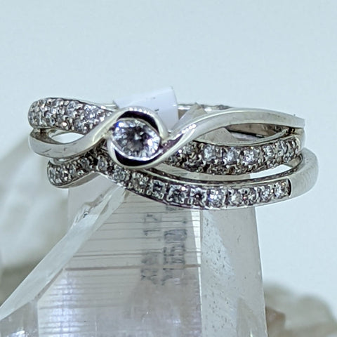 14K White Gold Diamond Wedding Set (.12CT Center Stone)
