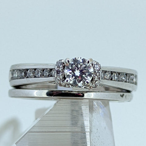 14K White Gold Diamond Wedding Set (.4CT Center Stone)