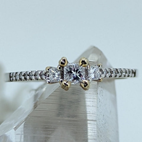 14K White Gold Diamond Engagement Ring (.21CT Center Stone)