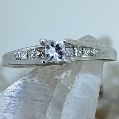 14K White Gold Princess Cut Engagement Ring