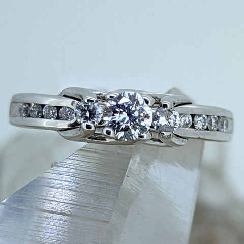 14K White Gold Diamond Engagement Ring (.25CT Center Stone)