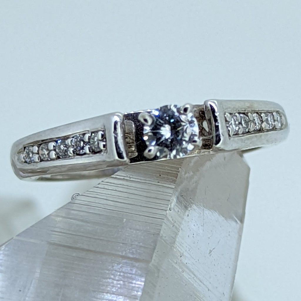 14K White Gold Diamond Engagement Ring (.25CT Center Stone)