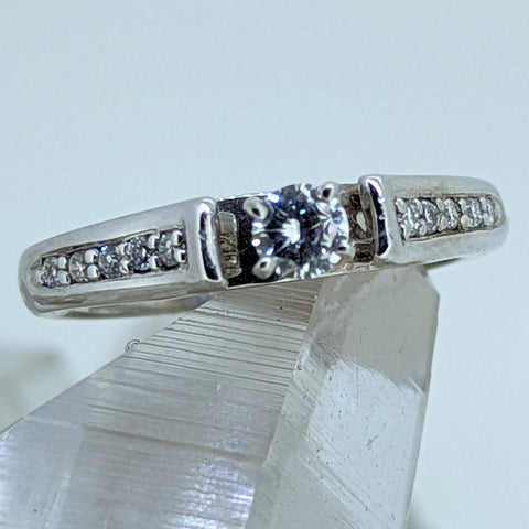 14K White Gold Diamond Engagement Ring (.25CT Center Stone)