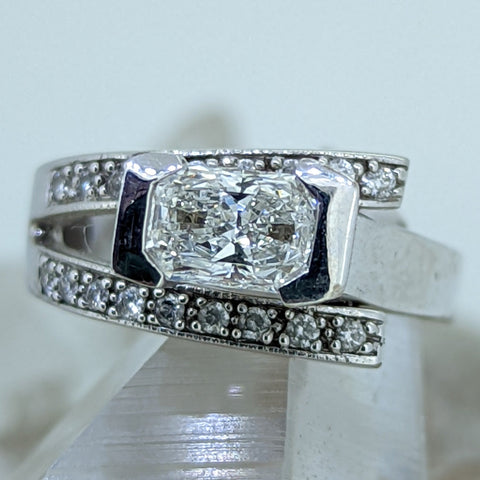 14K White Gold Diamond Engagement Ring (.73CT Center Stone)