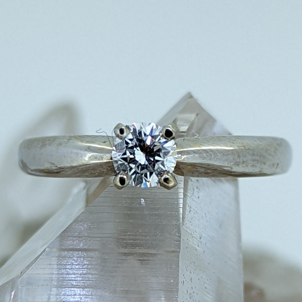 14K White Gold Diamond Engagement Ring (.37CT Center Stone)