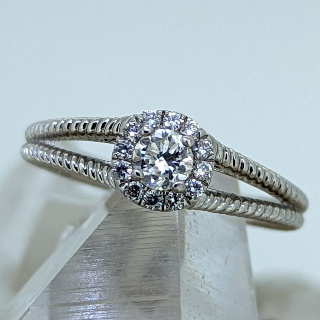 14K White Gold Diamond Engagement Ring (.11CT Center Stone)