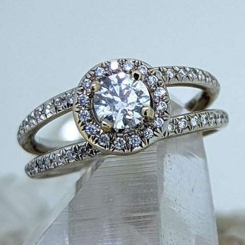 14K White Gold Diamond Engagement Ring (.52CT Center Stone)