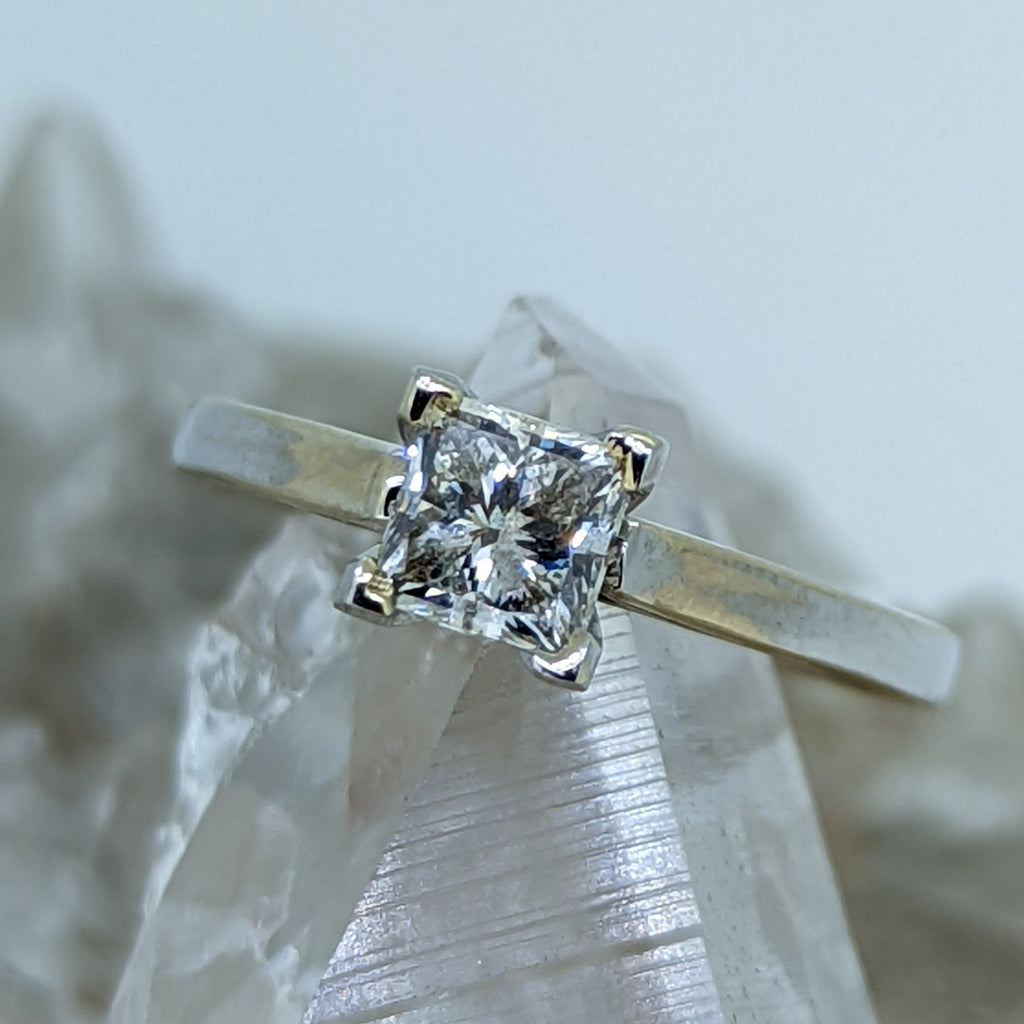 14K White Gold Diamond Engagement Ring (.76CT Center Stone)