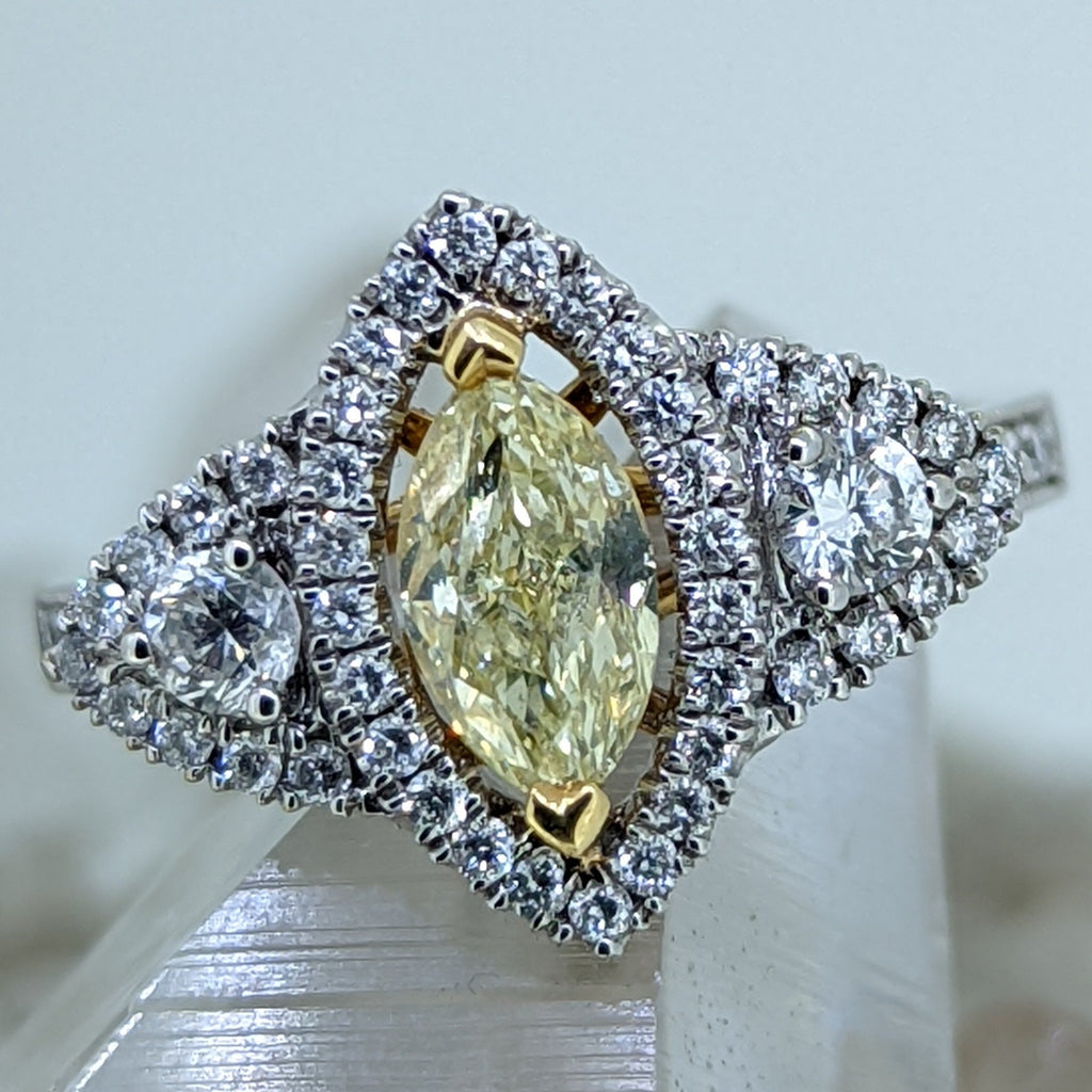 14K White Gold Diamond Engagement Ring (.81CT Center Stone)