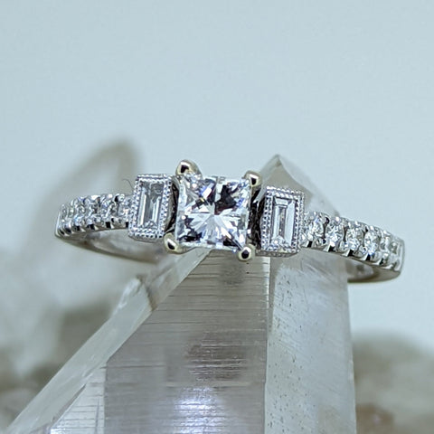14K White Gold Diamond Engagement Ring