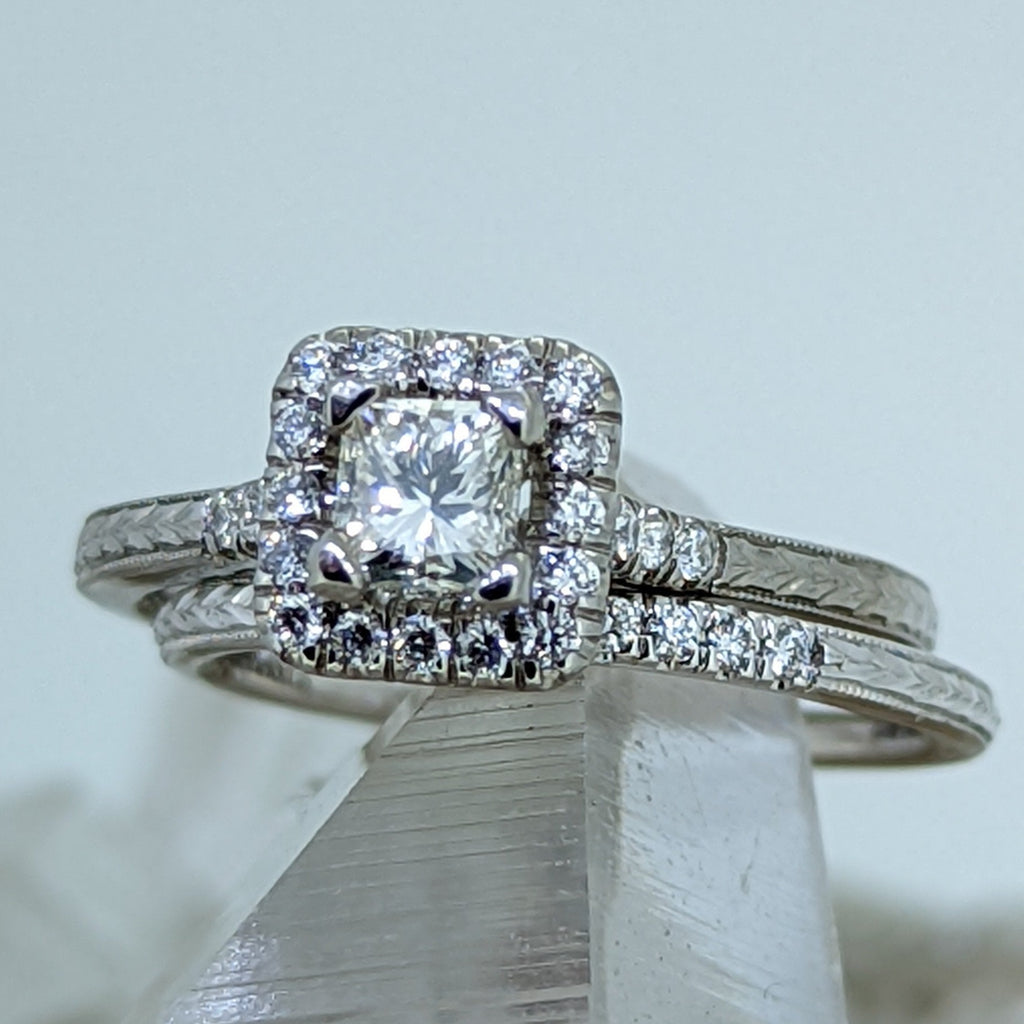 14K White Gold Diamond Wedding Set (.47CT Center Stone)