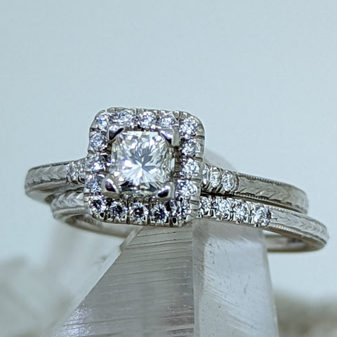 14K White Gold Diamond Wedding Set (.47CT Center Stone)