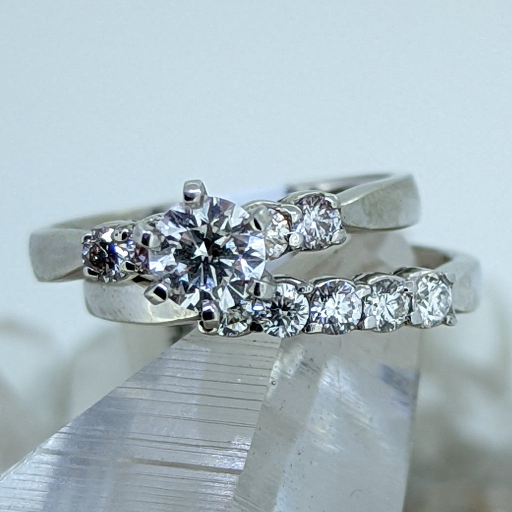 Platinum Diamond Wedding Set (.50CT Center Stone).48 SURROUNDING STONES