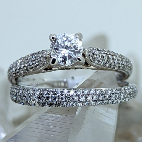 14K White Gold Diamond Wedding Set (.5CT Center Stone)
