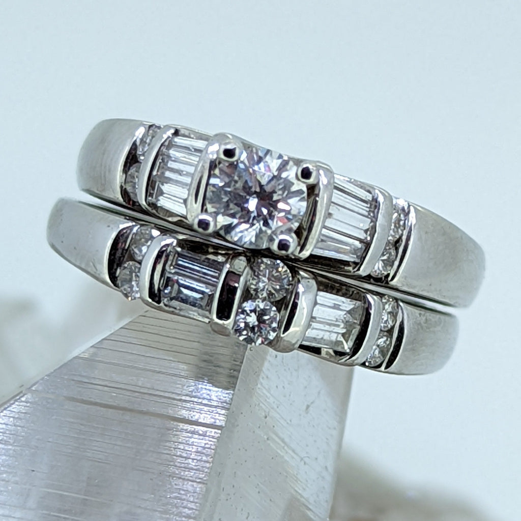 14K White Gold Diamond Wedding Set