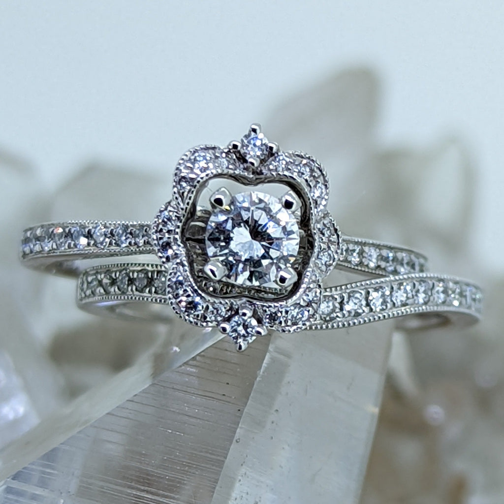 14K White Gold Diamond Wedding Set (.51CT Center Stone)