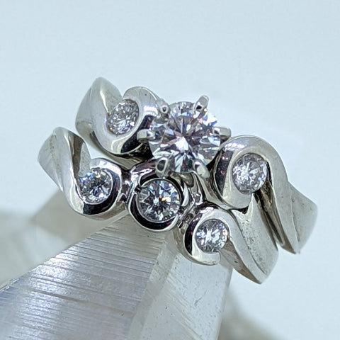 14K White Gold Diamond Wedding Set