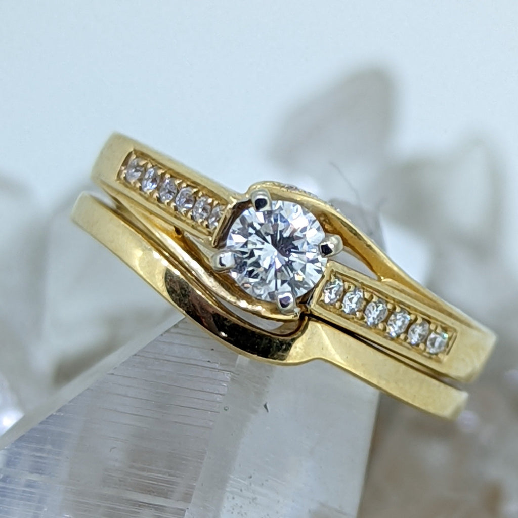 14K Yellow Gold Diamond Wedding Set (.24CT Center Stone)