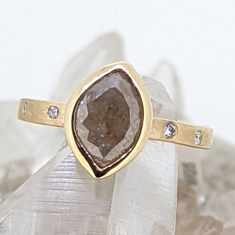 14K Yellow Gold Marquis Raw Diamond