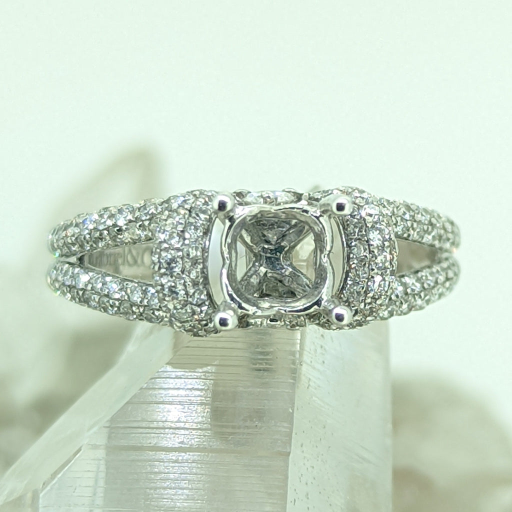 14K White Gold Diamond Semi Mount .89dtw