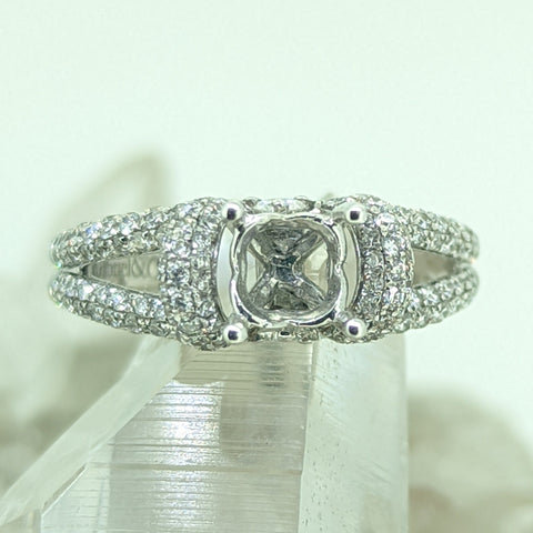 14K White Gold Diamond Semi Mount .89dtw