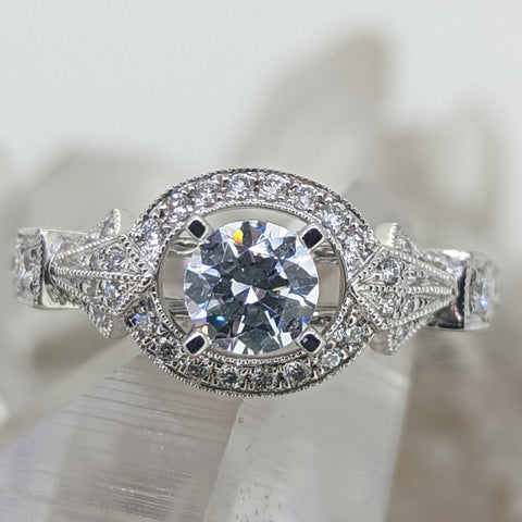 14K White Gold Cubic Zirconia Engagement Ring