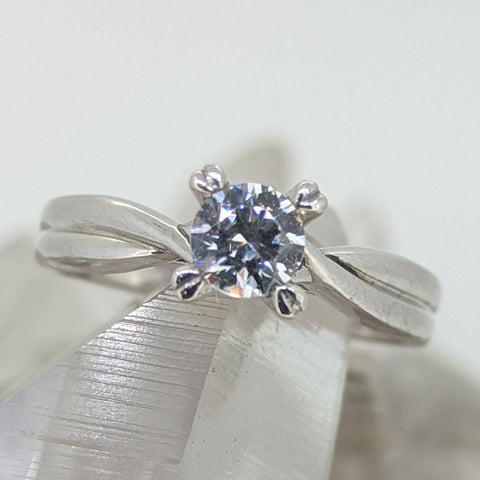 14K White Gold Cubic Zirconia Engagement Ring