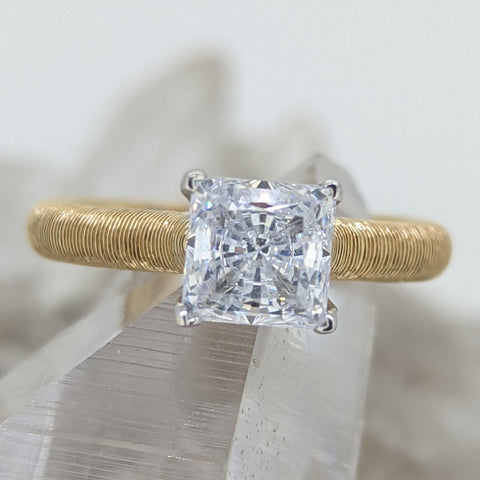 14K Yellow and White Gold Cubic Zirconia Engagement Ring