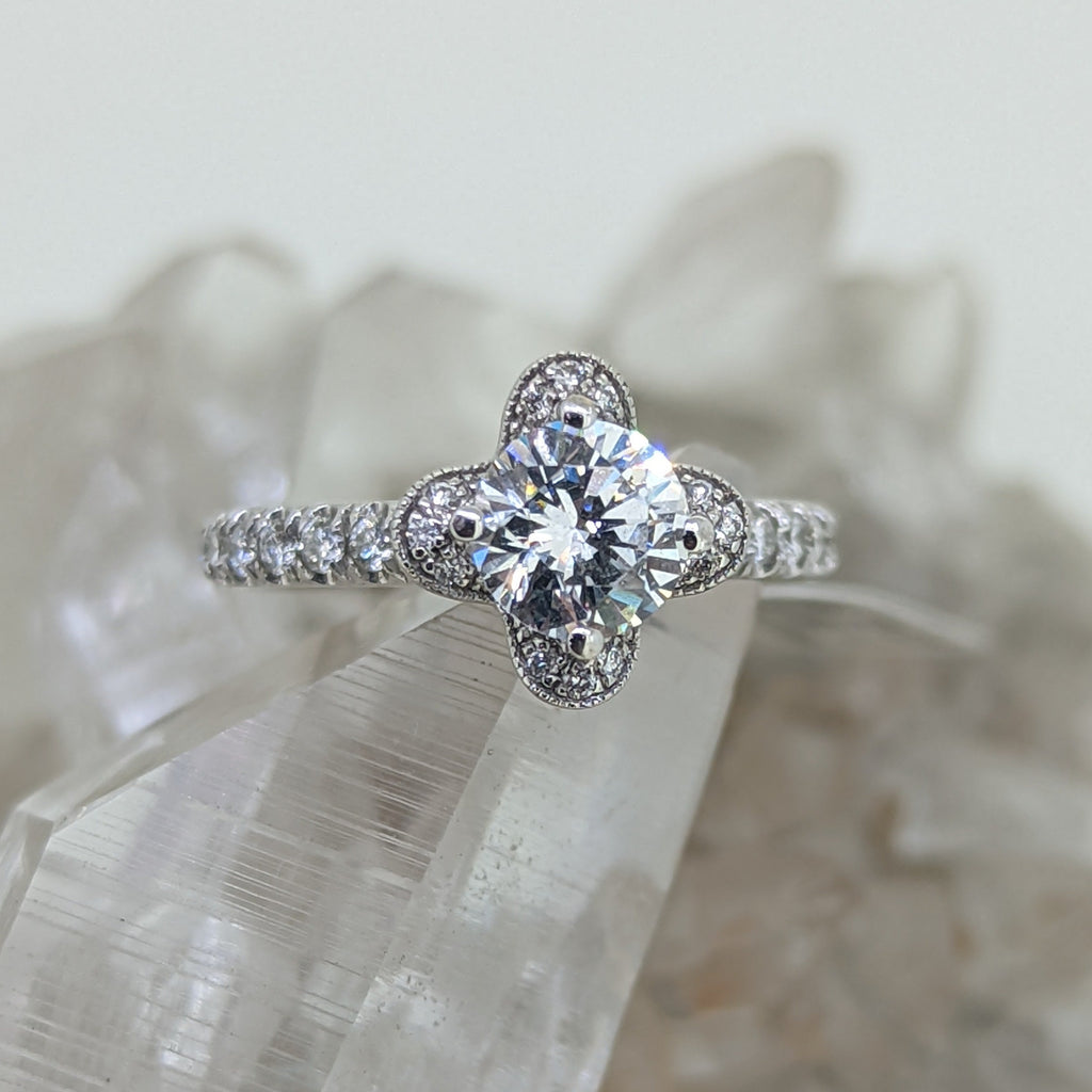 14K White Gold Cubic Zirconia Engagement Ring