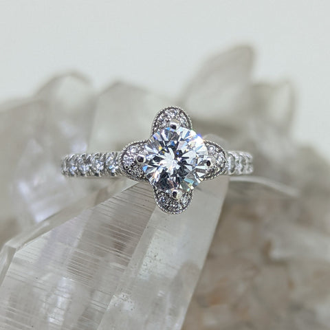 14K White Gold Cubic Zirconia Engagement Ring