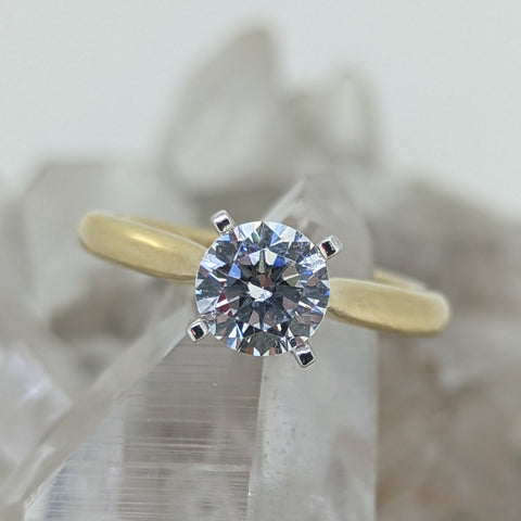 14K Yellow and White Gold Cubic Zirconia Engagement Ring