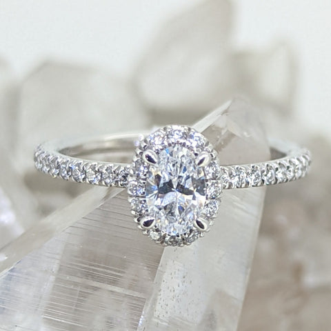 14K White Gold Engagement Ring with Lab Grown Diamond Center Stone