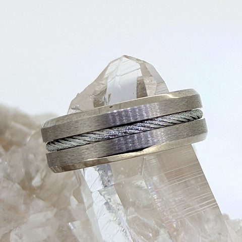 Steel Cable Inlay Wedding Band