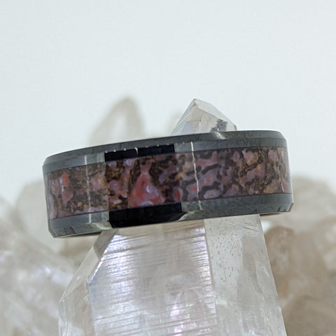 Black Ceramic and Dinosaur Bone Wedding Band