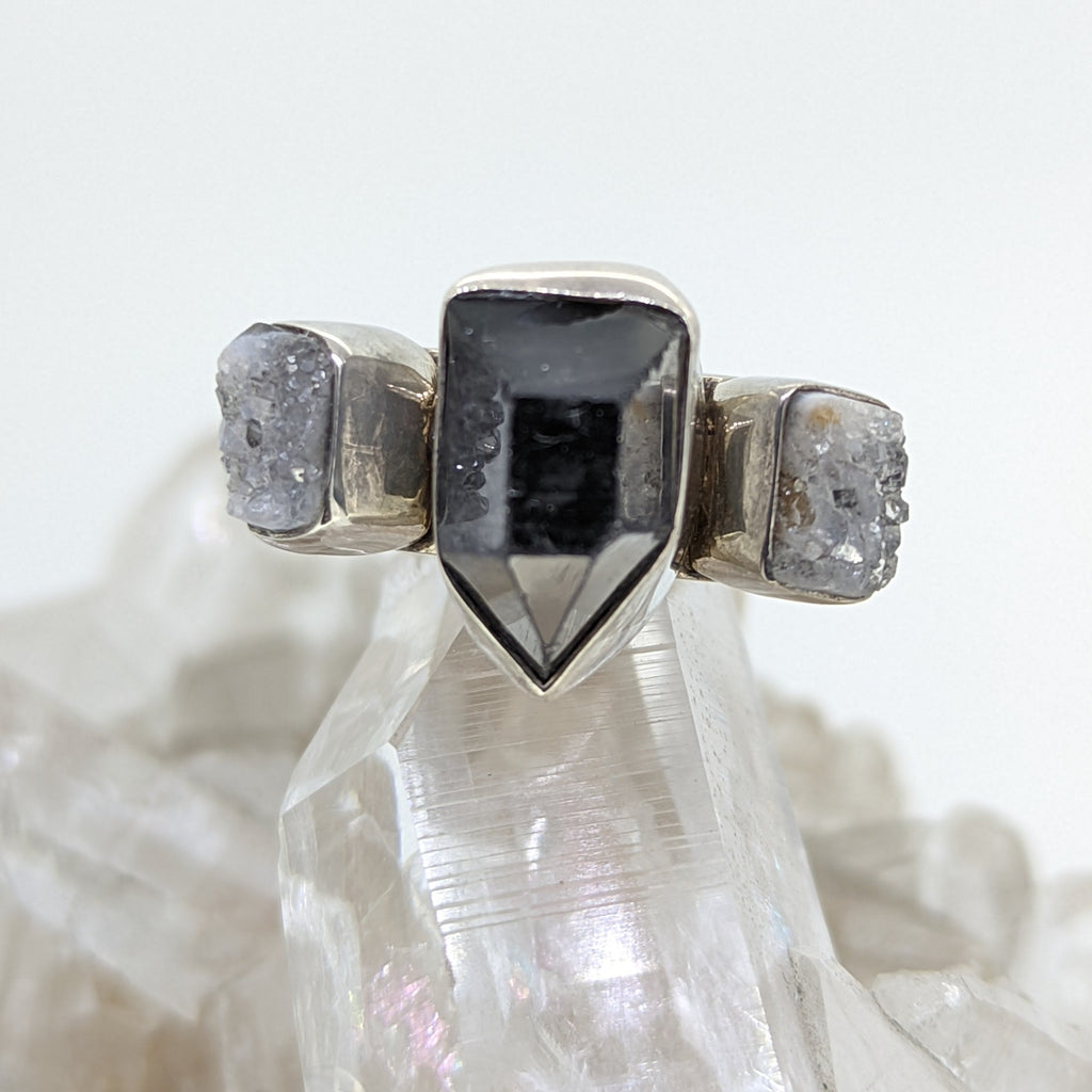 Titanium Druzy and Quartz Ring