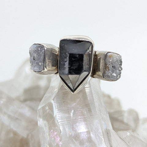 Titanium Druzy and Quartz Ring