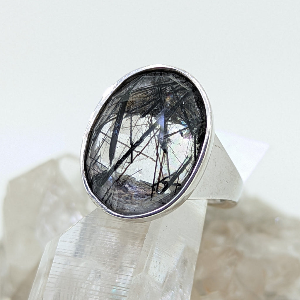 Sterling Silver Black Quartz Ring