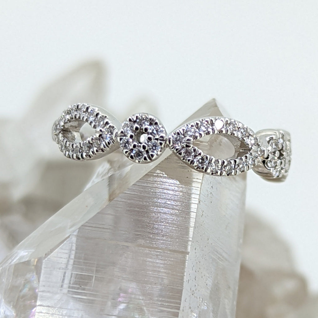 14K White Gold Diamond Stacking Band