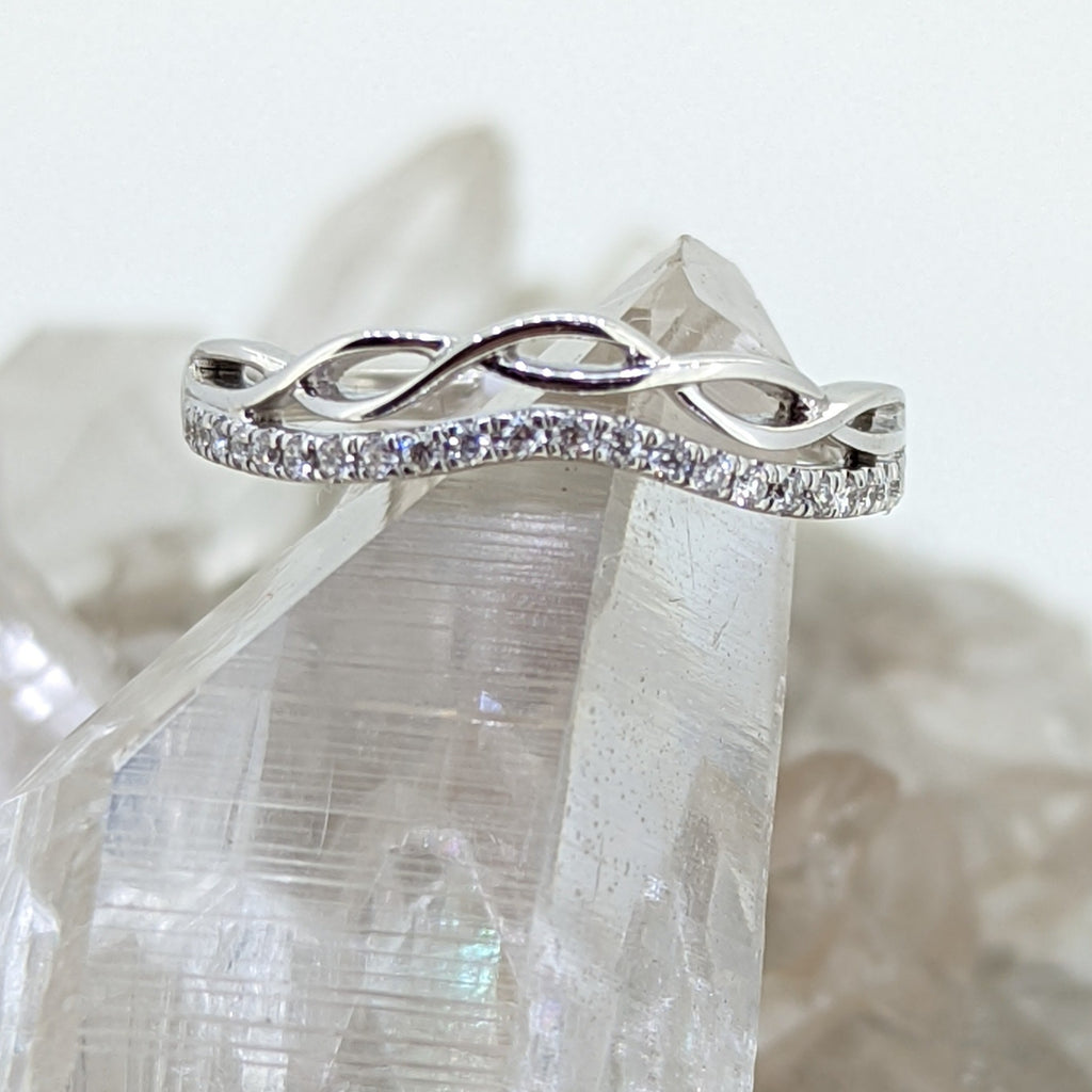 14K White Gold Diamond Stacking Band