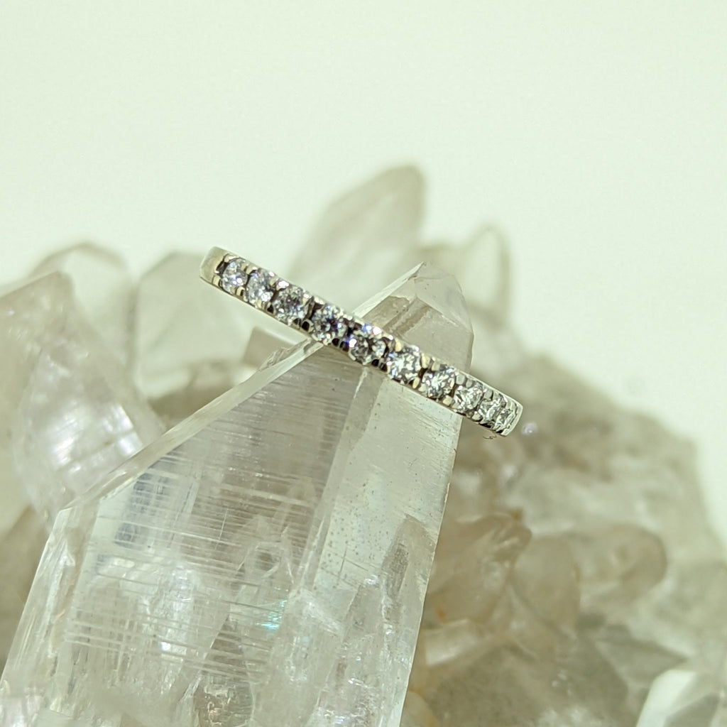 14K White Gold Diamond Stacking Band