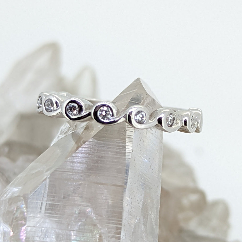 14K White Gold Diamond Stacking Band